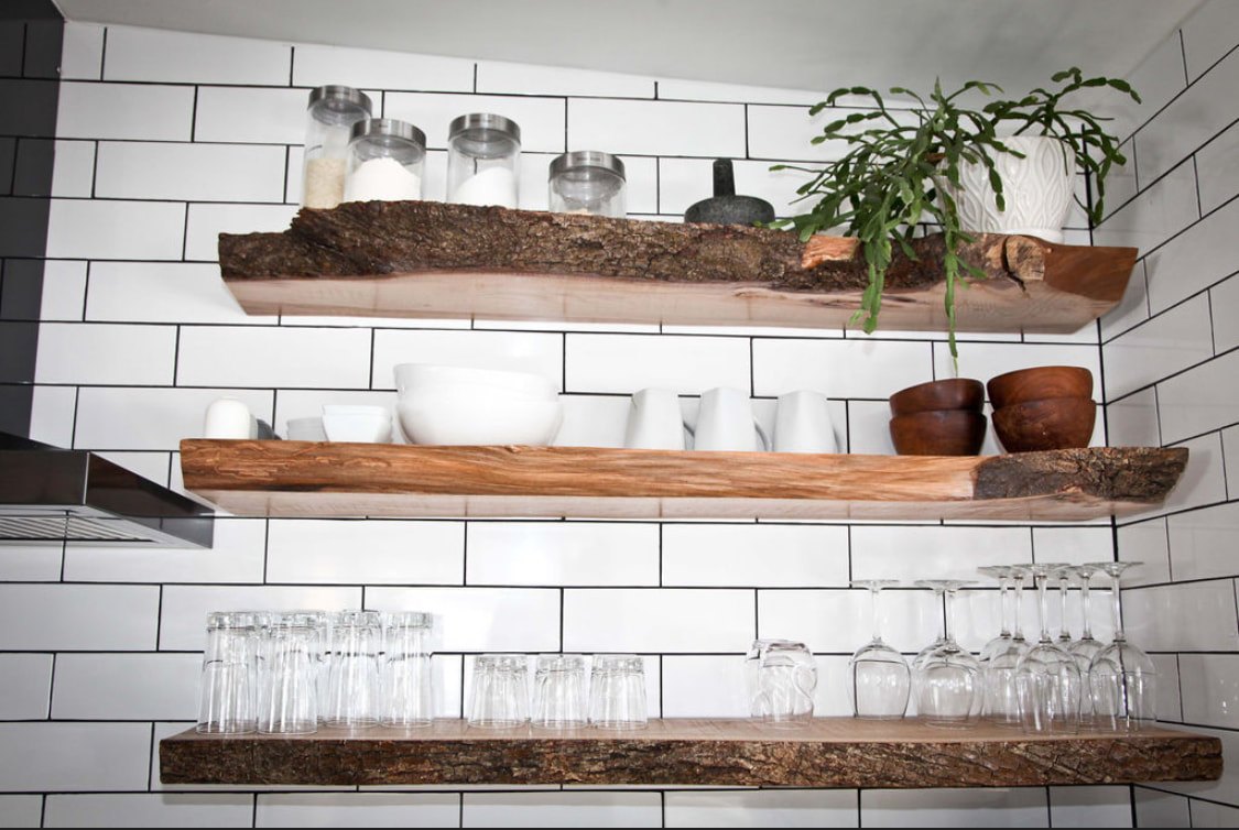 live edge floating shelves